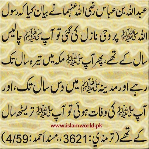 Hazur pak p.b.u.h ki umar