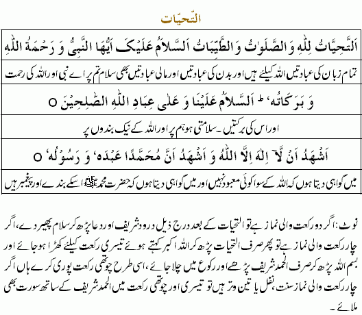 namaz parhnay ka tarika athihaat